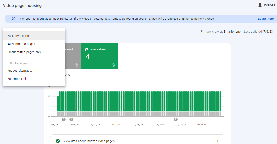 Console-Video-Indexing-Sitemap-filter